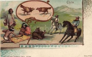 Chile; Nationalitäten-Postkarten Serie No. 23. Art Nouveau litho