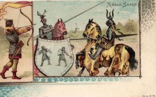 Anglo Saxen, Anglo-Saxons; Nationalitäten-Postkarten Serie No. 49. Art Nouveau litho