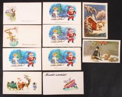 Régi karácsonyi üdvözlőkártyák, 10 db