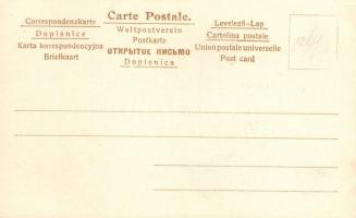 Francia kártyás művészlap, hölgy számszeríjjal / French card suit, lady with crossbow s: E. Schiendl