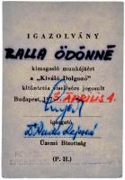 1973. "Kiváló Dolgozó" zománcozott kitüntetés és igazolvány a Fővárosi Bútor-Hangszer-Spor...