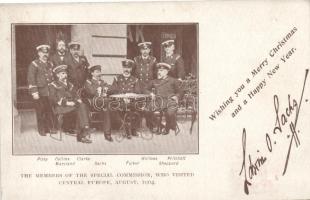 1904 The members of the special commission, who visited Central Europe / British fire prevention committee's Christmas and New Year greeting. Edwin O. Sachs (non PC) (EK)