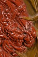 Ernst Wahliss Wien, szecessziós fali dísztál, festett fajansz, jelzett, hibátlan, d:37 cm / Ernst Wa...