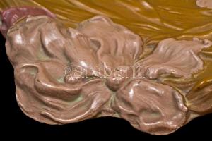 Ernst Wahliss Wien, szecessziós fali dísztál, festett fajansz, jelzett, hibátlan, d:37 cm / Ernst Wa...