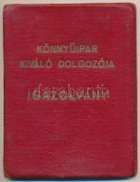 1953. "A Könnyűipar Kiváló Dolgozója" zománcozott kitüntetés miniatűrrel dísztokban és sor...
