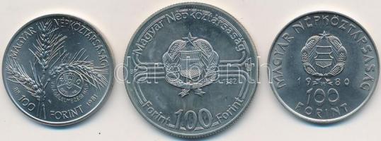 1980. 100Ft "Szovjet-magyar közös űrrepülés" + 1981. 100Ft "FAO" + 1982. 100Ft &...