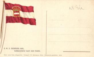 SMS Erzherzog Karl, K.u.K. navy litho flag on backside
