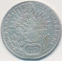 1774B/EVM-D 20Kr Ag "Mária Terézia" T:3
Unger III: 1241a, Huszár: 1700