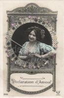 6 darabos romantikus francia képeslap sorozat a századforduló éveiből / series of 6 romantic French postcards from the turn of the 20th century