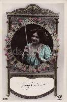 6 darabos romantikus francia képeslap sorozat a századforduló éveiből / series of 6 romantic French ...