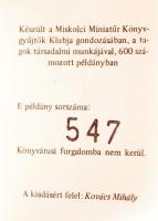Dávid Sándor: MTK-VM szakosztályai. Miskolc, 1981. Minikönyv, sorszámozott (547/600), könyvárusi for...