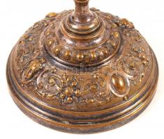 2 db antik kétkarú bronz gyertyatartó, m: 22 cm /
2 bronze candle sitcks