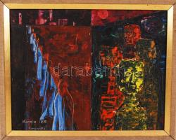 Kornis György (1927-2011): Arcok. Olaj, farost, jelzett, keretben, 24×30 cm