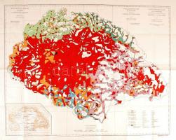 1919 Teleki Pál "vörös térképe" francia nyelven Nagy-Magyarország etnikai viszonyairól, Ma...