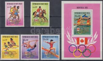 Montreal Olympics set with overprint + block, Montreali olimpia sor felülnyomással + blokk