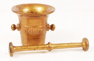 1914-1914 Bronz füles mozsár, m: 12 cm, m: 22 cm