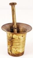 Bronz füles mozsár törővel, m: 7 cm, m: 12 cm