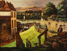 Vojnits Attila (1956-): Őrségben. Olaj, farost, jelzett, keretben, 40×30 cm