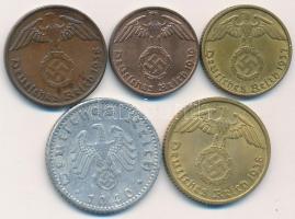 Német 3. Birodalom 1937-1940. 1pf-50pf (5xklf) T:2
German Third Reich 1937-1940. 1 Reichspfennig - 5...