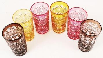 Dekoratív vizespohár készlet, egyiken apró csorba, m:14 cm