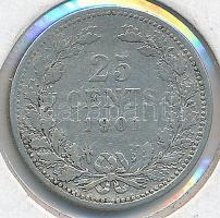 Hollandia 1901. 25c Ag Wilhelmina T:2-/3 Netherlands 1901. 25 Cents Wilhelmina C:aVF