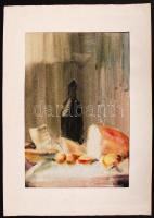 Jelzés nélkül: Boros csendélet. Akvarell, papír, 20×32 cm