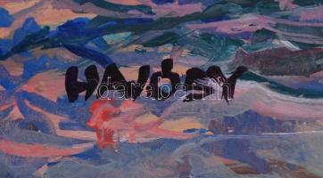 Hajósy Mónika (1953-): Vörös fa. Olaj, farost, jelzett, 38×28 cm