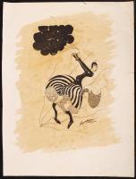 Olvashatatlan jelzéssel: Lufis lány. Tus, papír, 27×20 cm