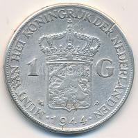 Hollandia 1944P 1G Ag Wilhelmina T:2- Netherlands 1944P 1 Gulden Ag Wilhelmina C:VF