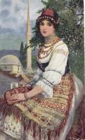 Bosnyák nő, folklór, F.H.&S., W. IX. Nr. H. 419. s: R. Bouda, Bosnian woman, folklore, F.H.&S., W. IX. Nr. H. 419. s: R. Bouda