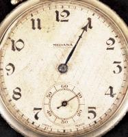 Medana svájci zsebóra, másodpercmutatós, apró sérülésekkel, nem jár, fém tokban