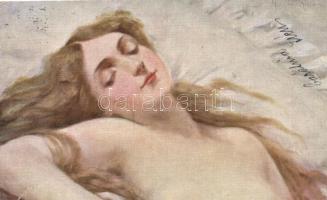 Dreaming of you, erotic art postcard, S.M.P.K. Ser. 111/2. artist signed (fa)