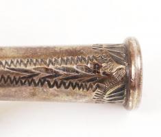 Ezüst (Ag.) szipka, gravírozott, bruttó:5,5 g, h:4,5 cm