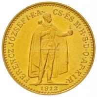 1912. 10K Au Ferenc József (3.4g/0.900) T:2 Hungary 1912. 10 Korona Au Franz Joseph I (3.4g/0.900) C:XF Unger III.: 1491., Adamo K8