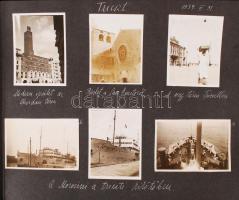 cca 1930 Olaszország egy utazás képei, kb 150 db fotó képaláírásokkal, albumban, sok mozgalmas képpel / cca 1930 Italy photo album with about 150 interesting pictures
