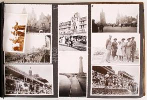 cca 1900-1940 Dekoratív, nagyméretű, egészbőr fotóalbum, jó állapotban, benne kb 320 db fotóval, mel...