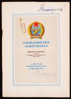 1949 A dolgozó nép alkotmánya (A Magyar Népköztársaság Alkotmánya), 64p.