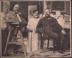 1913 Stróbl Alajos szobrász Alpár Ignác építész mellszobrát mintázza 15x12 cm