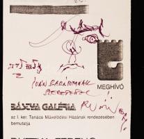 1984 Ruttka Ferenc festőművész saját kezű aláírása kiállítási meghívóján