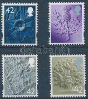 United Kingdom: England, Northern Ireland, Scotland, Wales regional stamps 4 diff. stamps, Egyesült Királyság: Anglia, Észak-Írország, Skócia, Wales Regionális bélyegek 4 klf bélyeg