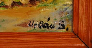 Urbán Sándor (1965-): Parkban. Olaj, farost, jelzett, keretben, 24×38 cm