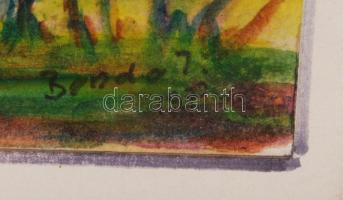 Bende jelzéssel: Tó part. Vegyes technika, karton, üvegezett keretben 25×34 cm