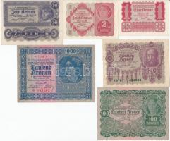 Osztrák-Magyar Bank 1922. 1K + 2K + 10K + 20K + 100K + 1000K T:I-II-