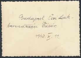 1942 Bp., Őszi Lakberendezési Vásár, hátoldalon feliratozva, 8x6 cm