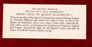 Múzeumi másolat, Erzsébet királynő nagy pecsétje, d:14 cm