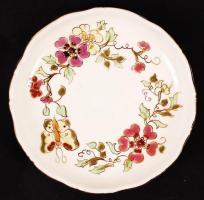 Zsolnai porcelán tálka, kézzel festett, jelzett, hibátlan, d: 12 cm
