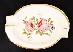 Zsolnay hamutál, kézzel festett, aranyozott, virágmintás, jelzett, hibátlan, 12x8 cm