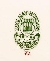 Zsolnay hamutál, kézzel festett, aranyozott, virágmintás, jelzett, hibátlan, 12x8 cm