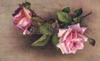 3 db RÉGI virág motívumú képeslap, egy litho  / 3 old flower motivecard, one litho