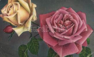 3 db RÉGI virág motívumú képeslap, egy litho  / 3 old flower motivecard, one litho